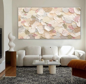  rose - Pétales roses abstraits par texture de minimalisme d’art de mur de couteau de palette